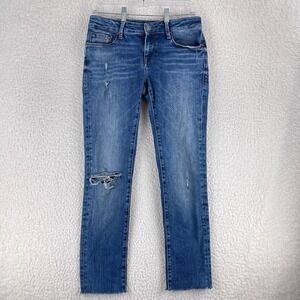 Mavi Blue Denim Adriana Mid-Rise Super Skinny Jeans Womens Raw Hem Size 30